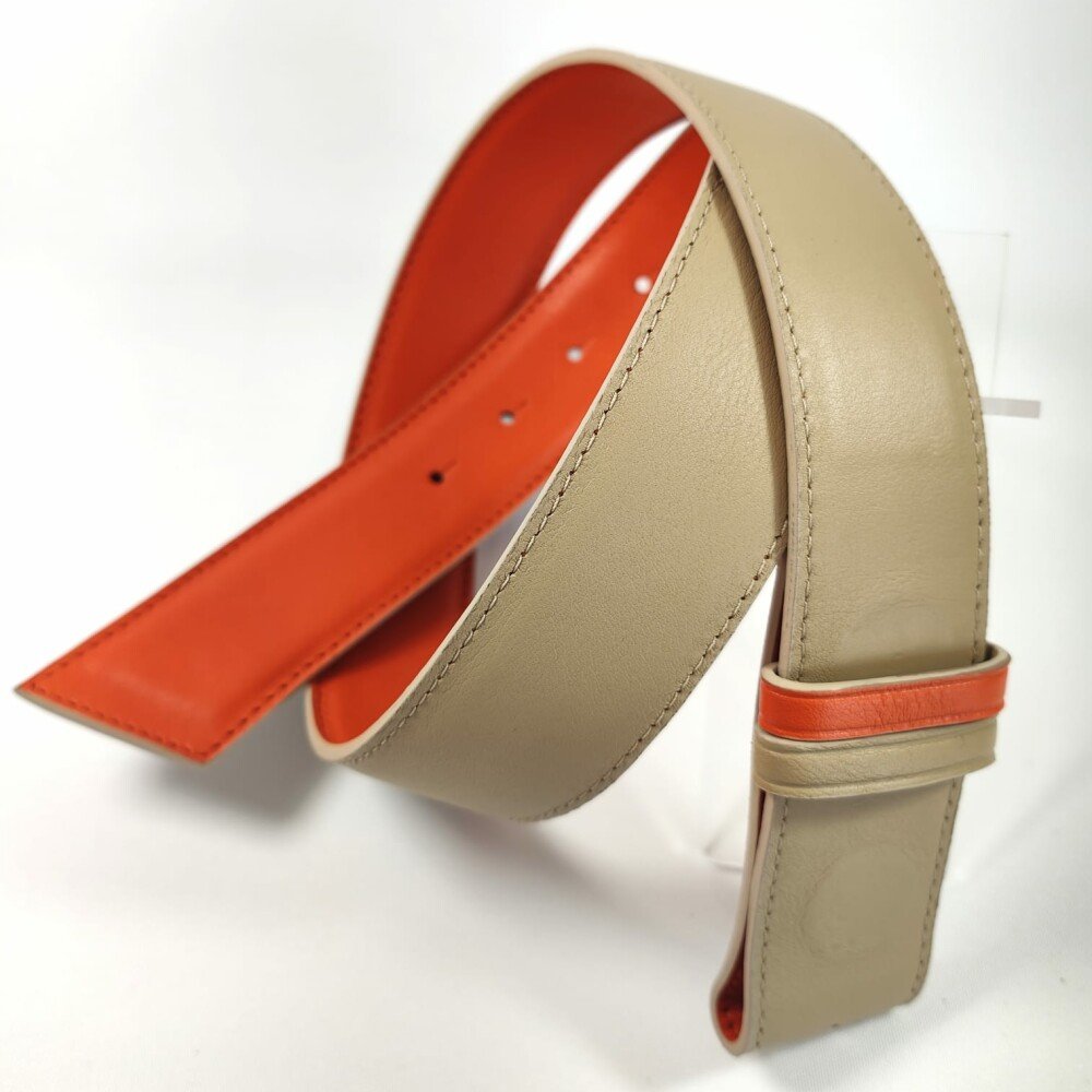 Ceinture reversible femme Orange / Crème